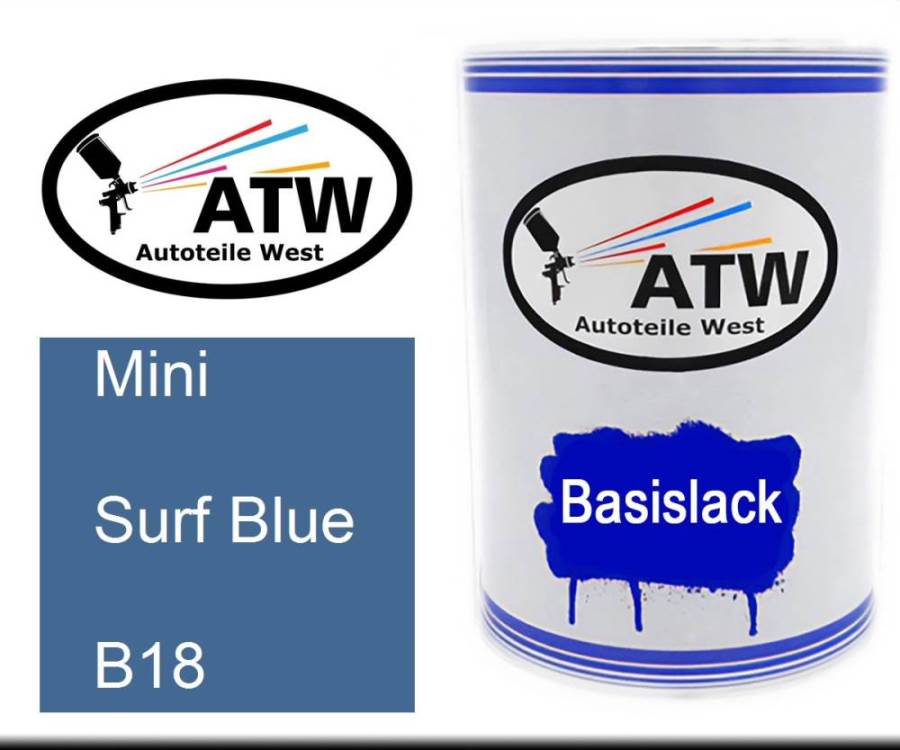 Mini, Surf Blue, B18: 500ml Lackdose, von ATW Autoteile West.